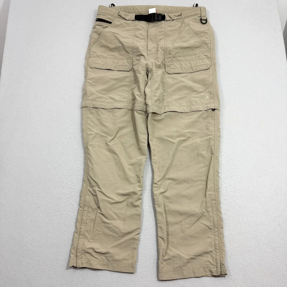 The North Face Pants Men's Large Tan Convertible Zip Off Cargo Hiking Outdoor